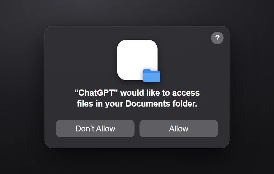 The same Documents prompt naming 