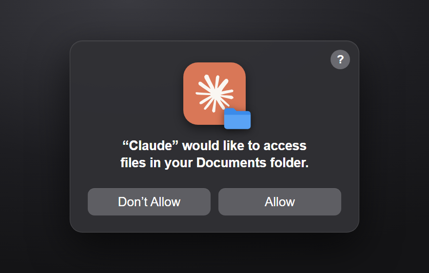 The macOS prompt '