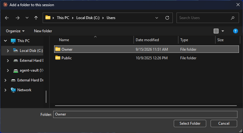 Inside Users: Public and the student's own folder listed (Default is a hidden folder; it shows only when hidden items ar